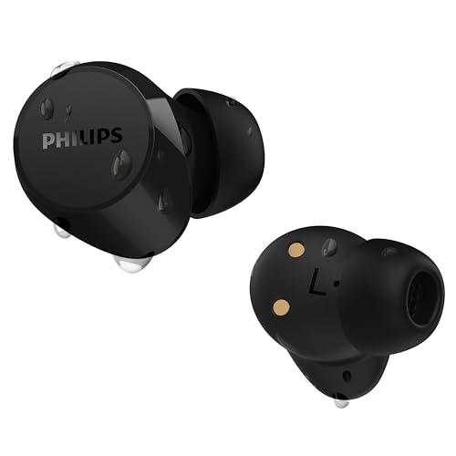 Philips TAT1209BK True Wireless Bluetooth Earbuds, IPX4, Schwarz