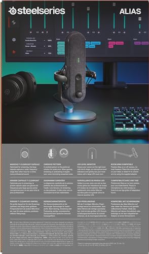 SteelSeries Alias USB Gaming- & Streaming-Mikrofon mit KI-Geräuschunterdrückung