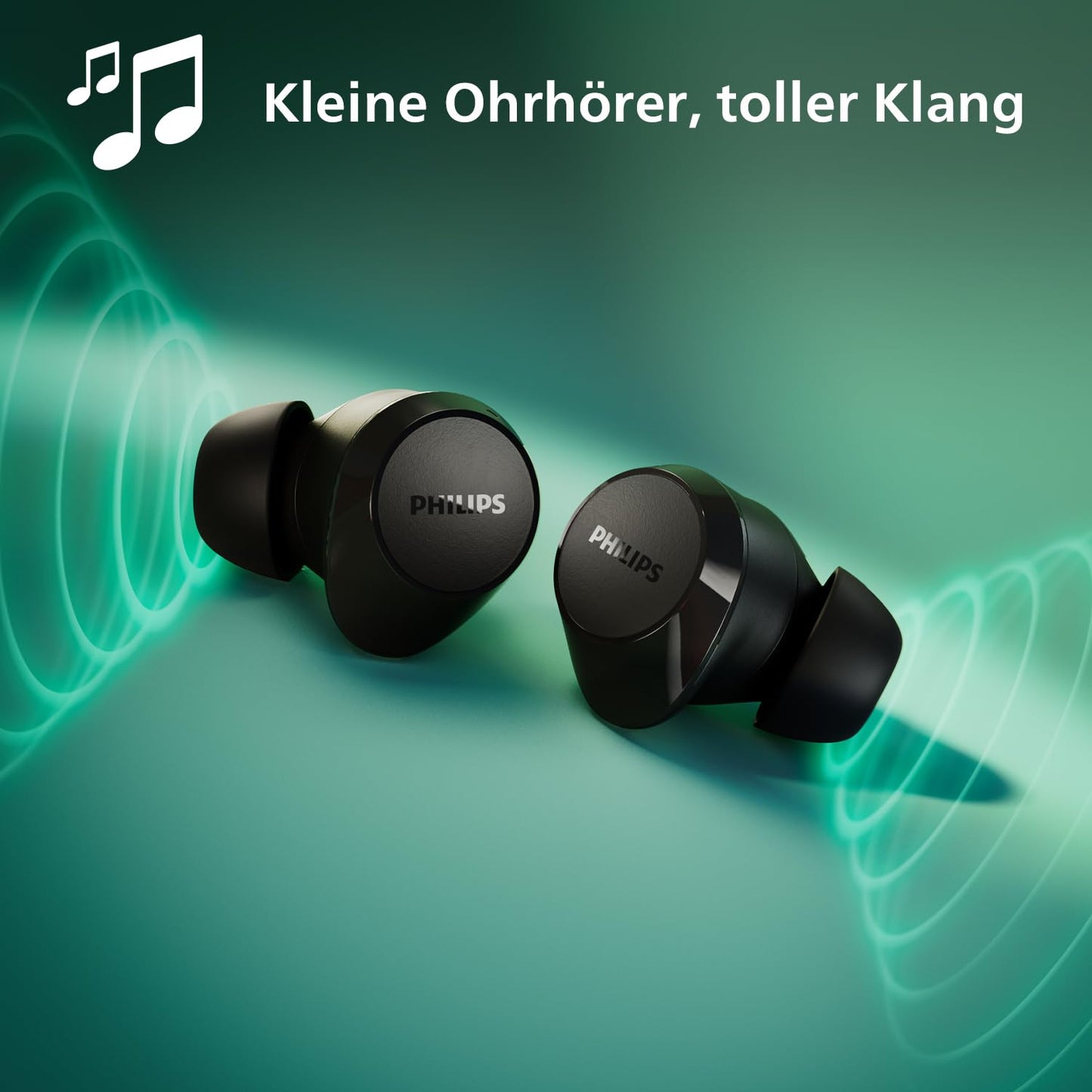 Philips TAT1209BK True Wireless Bluetooth Earbuds, IPX4, Schwarz