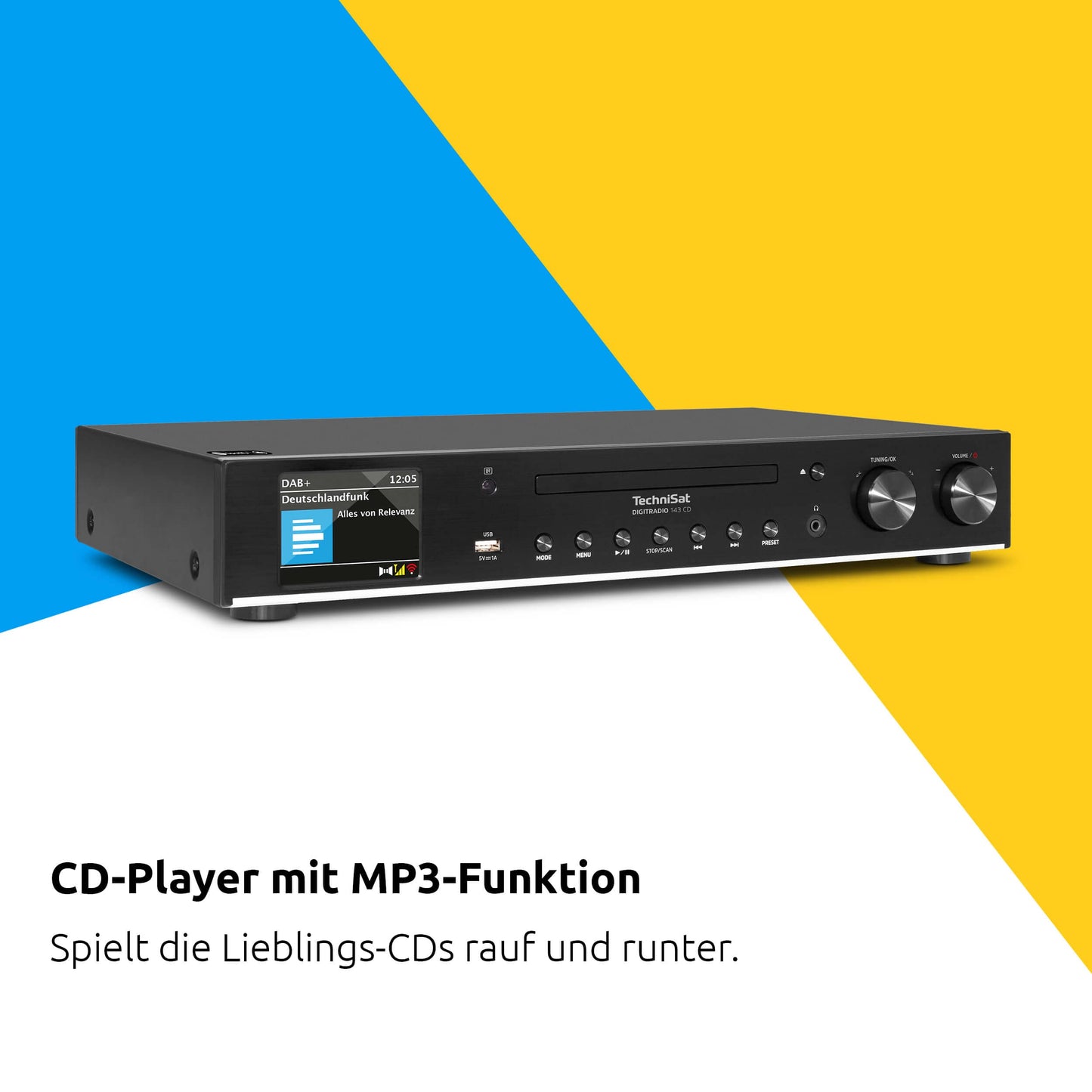 TechniSat DIGITRADIO 143 CD HiFi-Tuner & Internetradio mit DAB+, UKW, Bluetooth, CD-Player, Schwarz