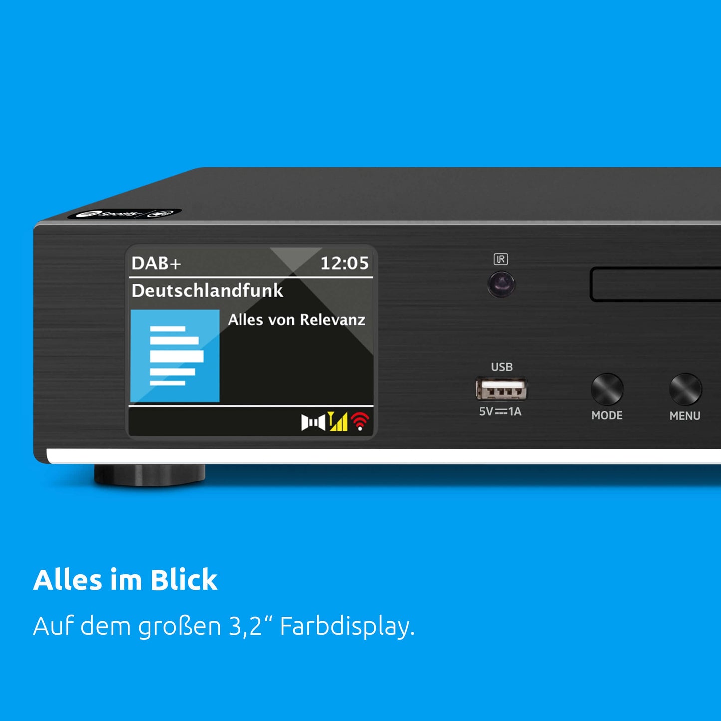 TechniSat DIGITRADIO 143 CD HiFi-Tuner & Internetradio mit DAB+, UKW, Bluetooth, CD-Player, Schwarz