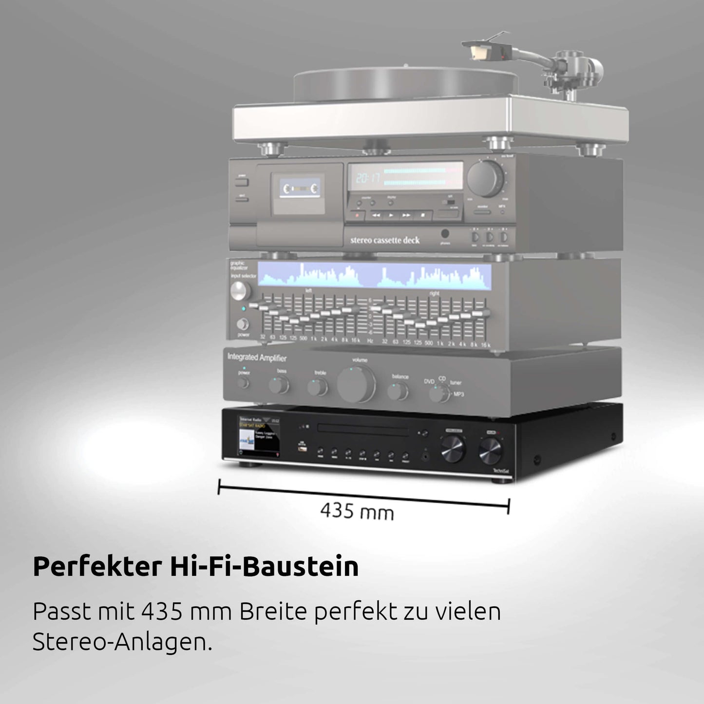 TechniSat DIGITRADIO 143 CD HiFi-Tuner & Internetradio mit DAB+, UKW, Bluetooth, CD-Player, Schwarz