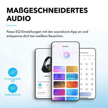 Soundcore Q20i Kabellose Over-Ear-Kopfhörer mit Hybrid ANC, 40h Akku, Hi-Res Audio, Schwarz