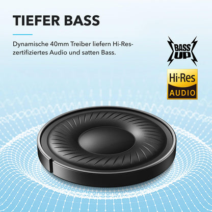 Soundcore Q20i Kabellose Over-Ear-Kopfhörer mit Hybrid ANC, 40h Akku, Hi-Res Audio, Schwarz