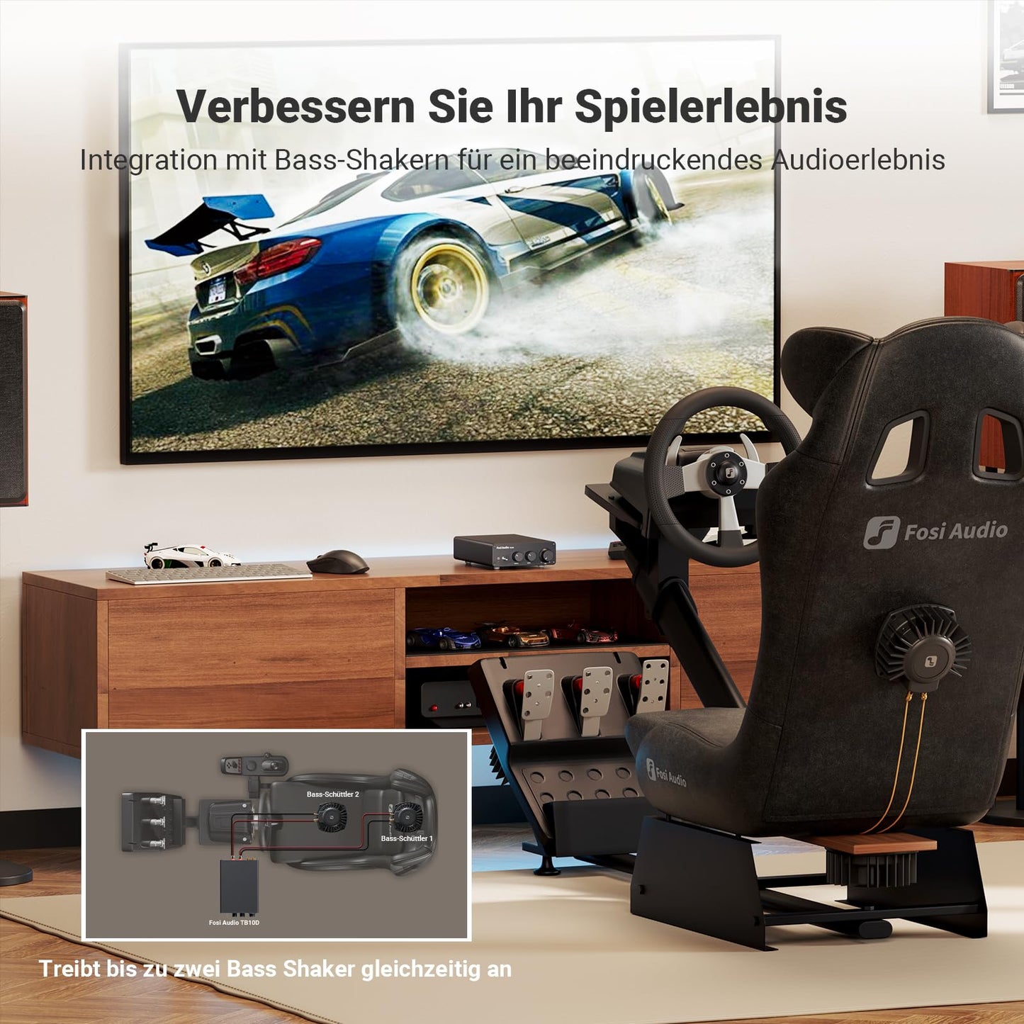 Fosi Audio TB10D Mini HiFi Verstärker Klasse D, 600W, TPA3255 Chip, mit Höhen- und Bassregelung