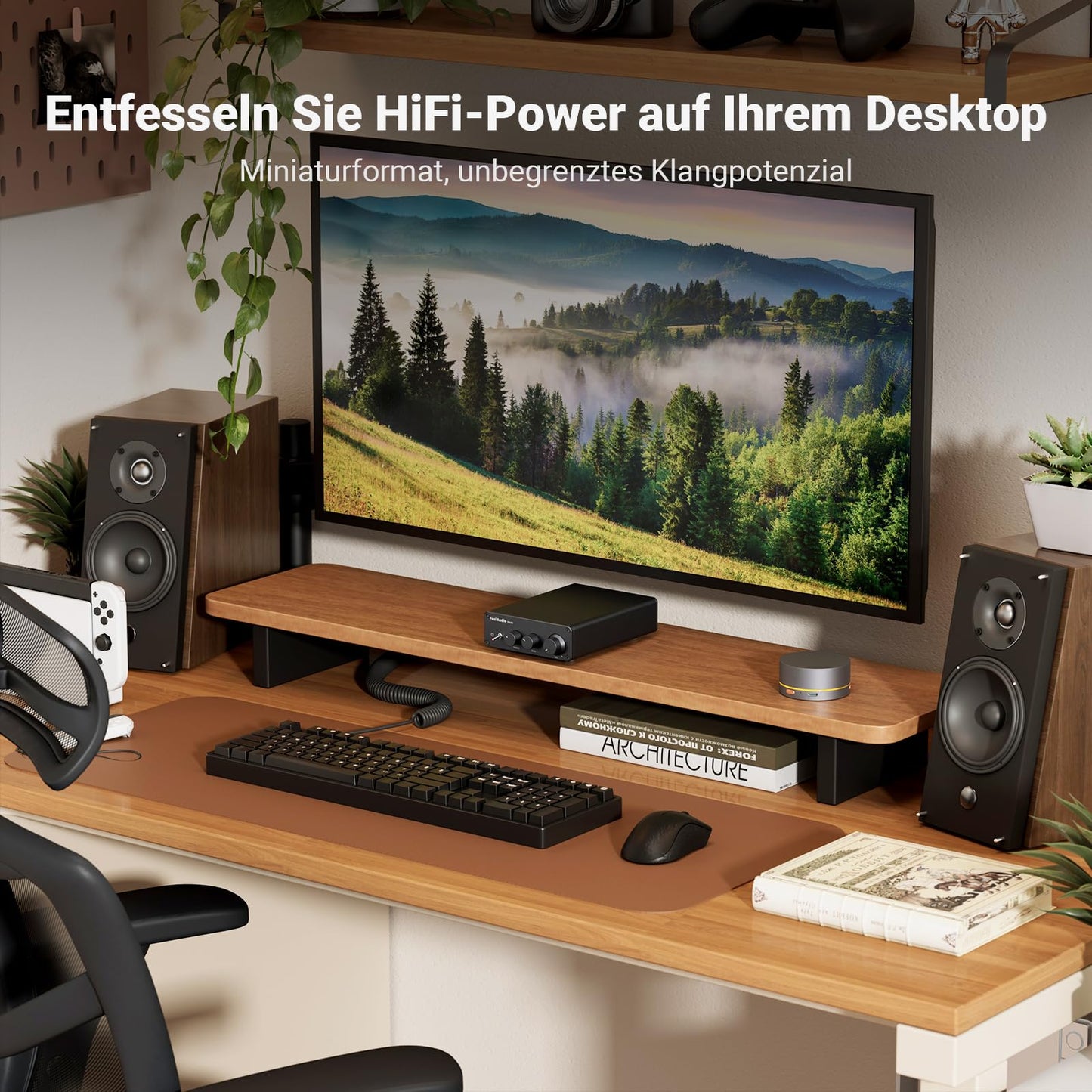 Fosi Audio TB10D Mini HiFi Verstärker Klasse D, 600W, TPA3255 Chip, mit Höhen- und Bassregelung